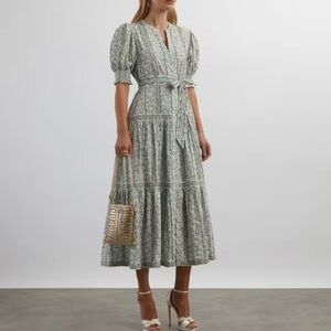 Hill House Yara Dress in Green Provence Shadow Stripe S